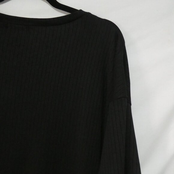 EKOUAER | XXL | Classic Black Relaxed Ribbed Short Sleeve Top - Picture 12 of 16
